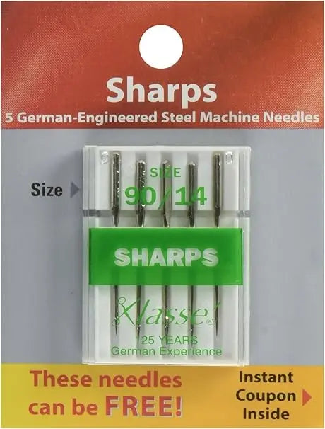 Tacony Corporation Klasse Sharps Machine Needles-90/14 5/Pkg Sewing Machine Outlet