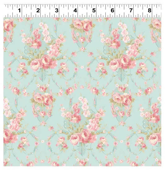 Clothworks | Charlotte Damask Turqoise Clothworks