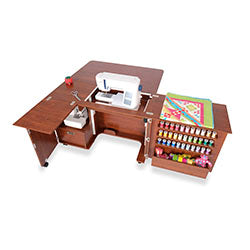 Kangaroo Wallaby Electric Lift Sewing Cabinet - Teak