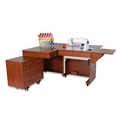 Kangaroo Kangaroo and Joey Electric Lift Sewing Cabinet - Teak