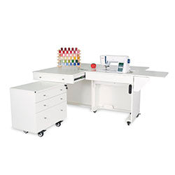 Kangaroo Kangaroo and Joey Electric Lift Sewing Cabinet - Ash White