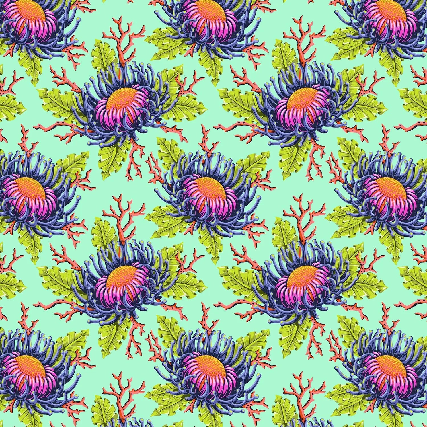 Tula Pink Friends & Anenomes/Seafoam