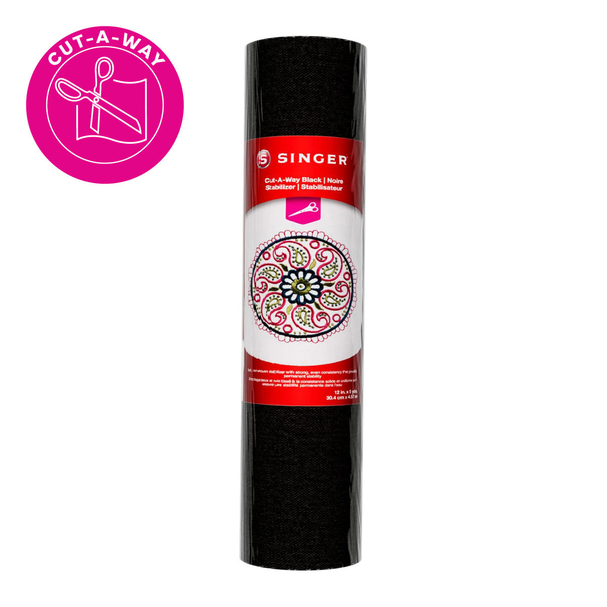 SINGER Cut-A-Way Black Stabilizer - 12" x 5 yds