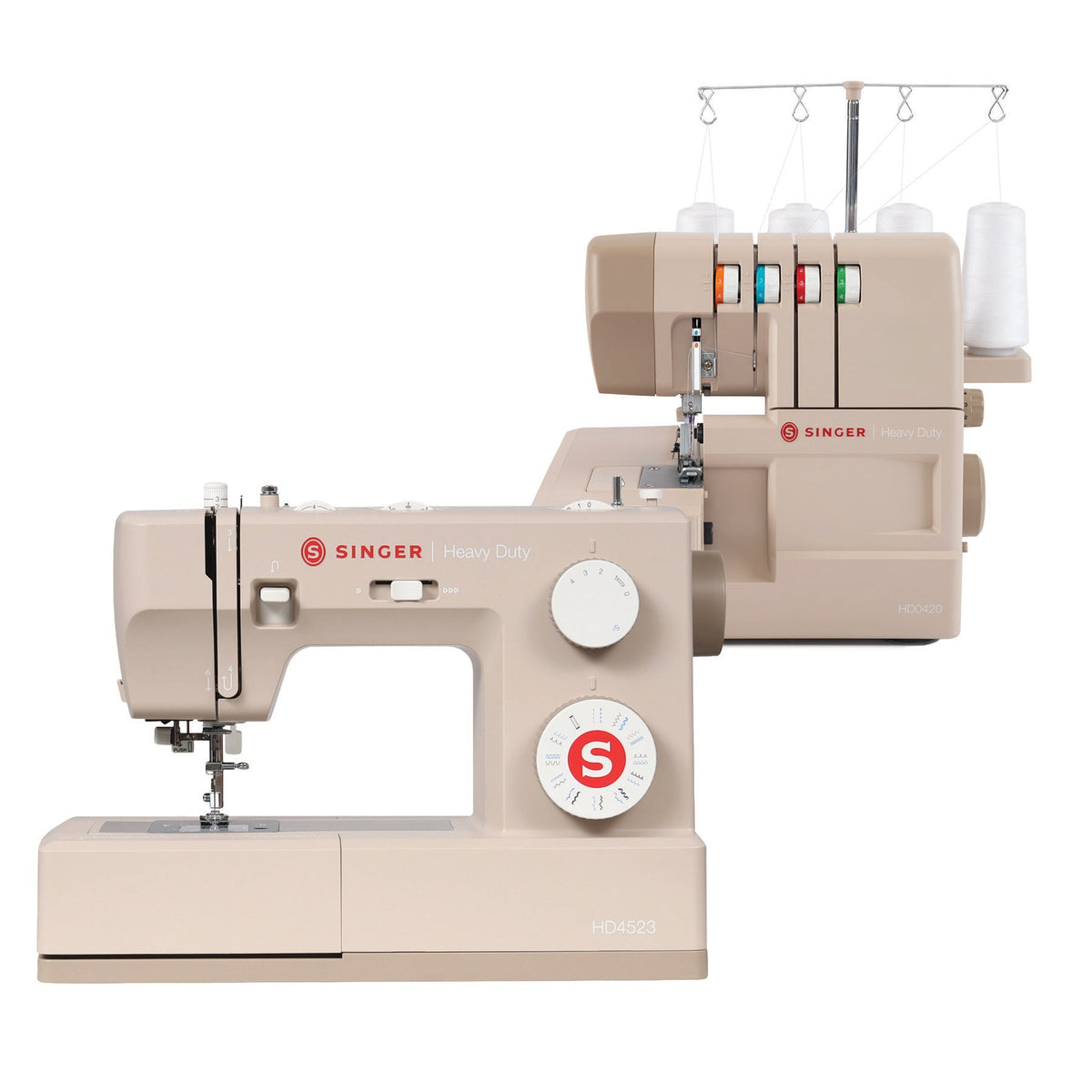 SINGER Heavy Duty Next Evolution 4523 Beige Sewing & 0420 Serger Bundle - official product image 1