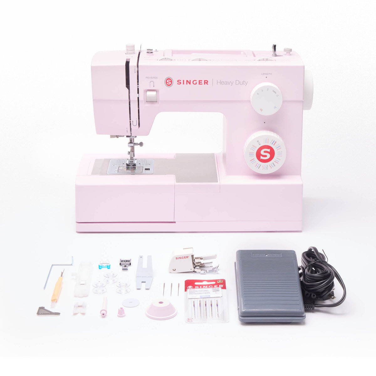 SINGER Heavy Duty 4452 Rosewater Pink Sewing Machine & Extension Table Bundle - official product image 8