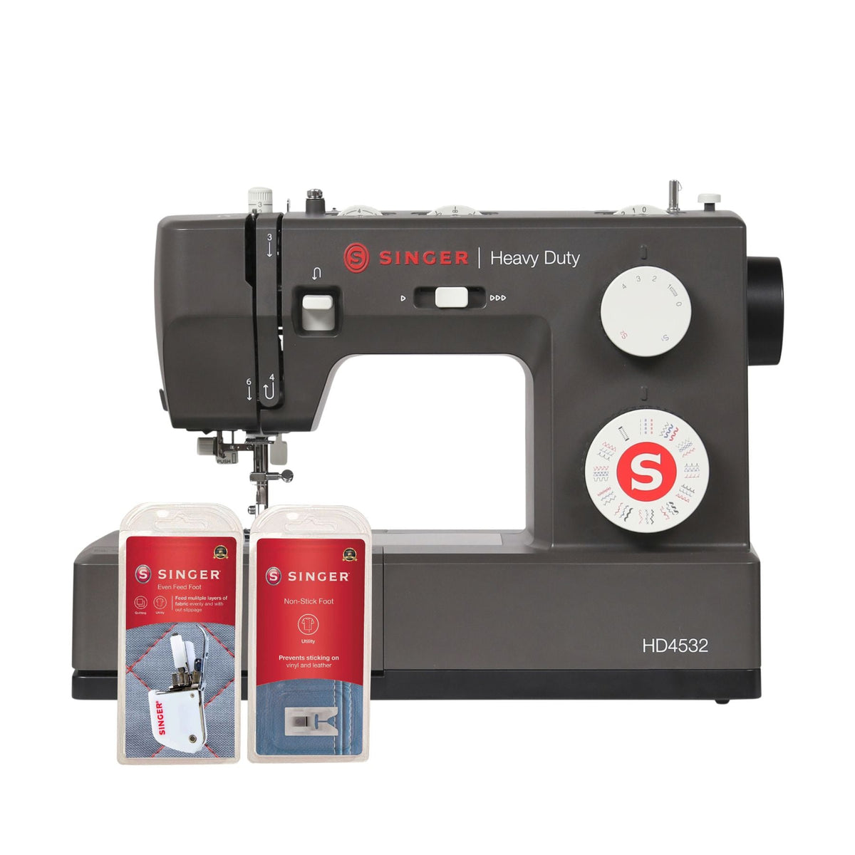 SINGER Heavy Duty 4532 Next Evolution Charcoal Sewing Machine & Presser Foot Kit Bundle - official product image 1