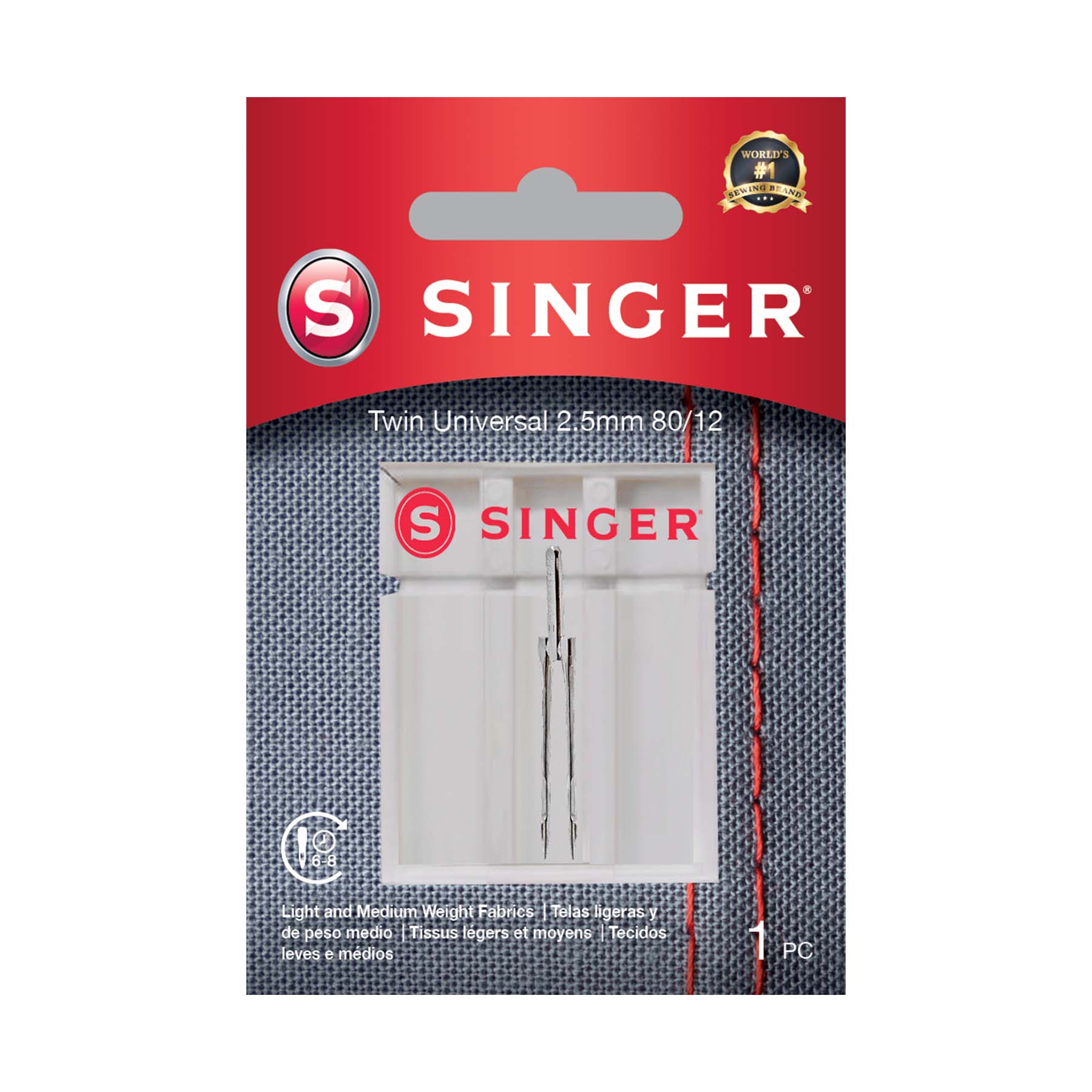 SINGER Twin Universal Needle Size 80/12 - 2.5mm 1 Pack