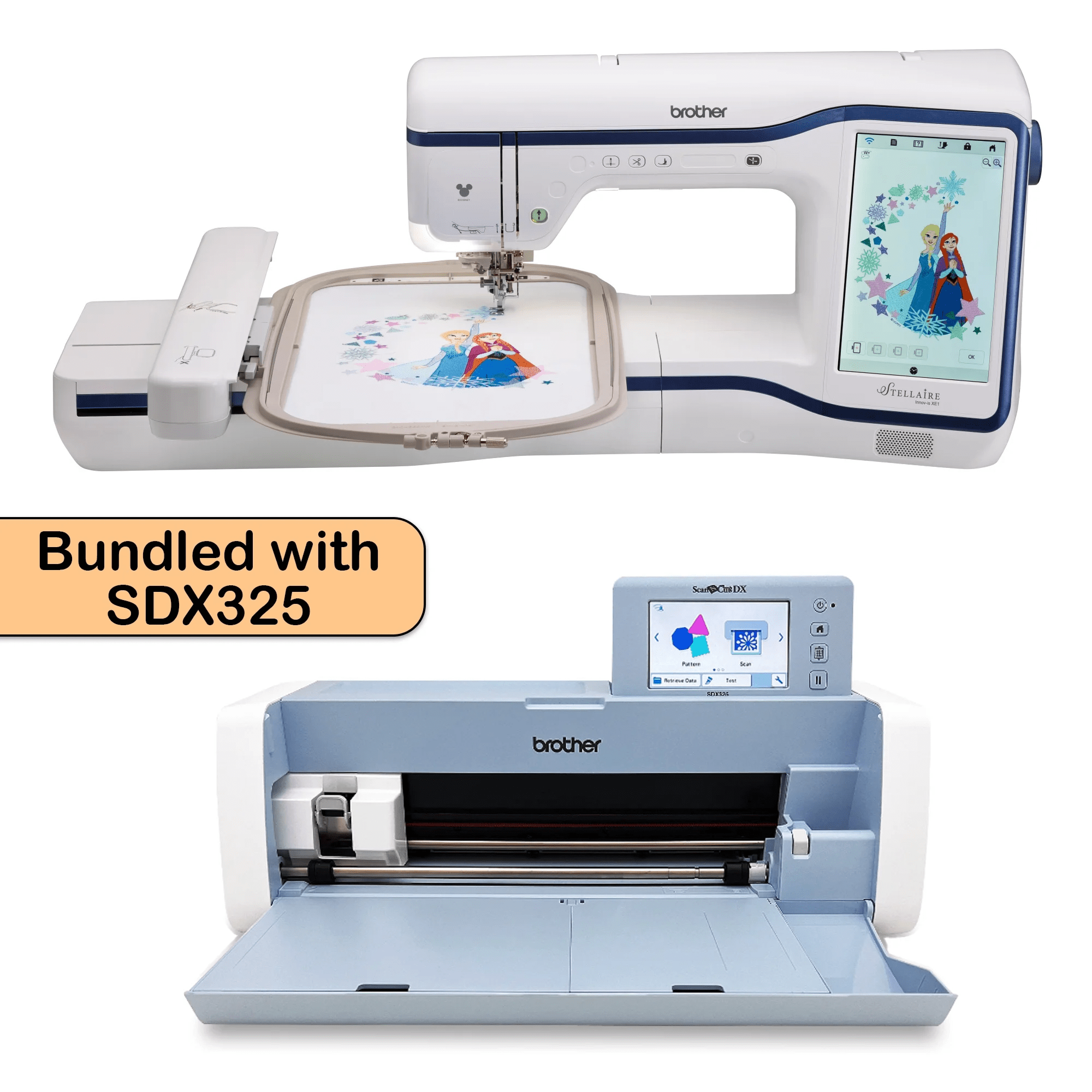 Brother Embroidery Only Machine Brother Stellaire Innovis XE1 Computerized Embroidery Machine with Free Brother ScanNCut SDX325