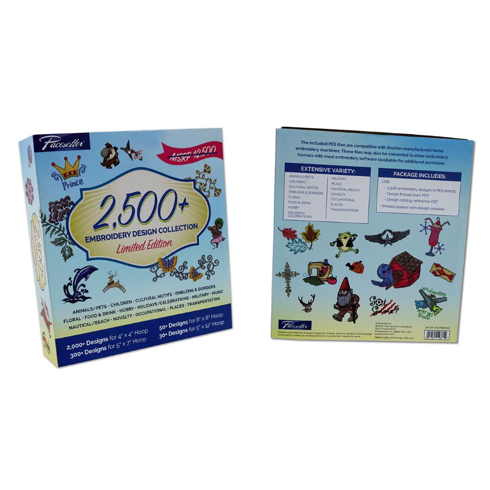 Brother SAEMB2500 2500+ Embroidery Design Collection on USB Stick