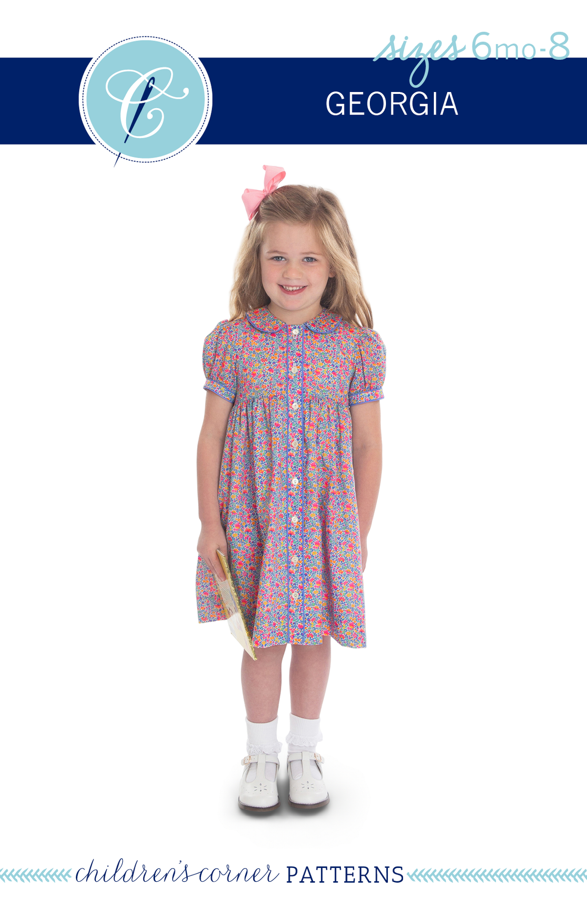 Children's Corner Georgia 328 printed dress sewing pattern, sizes 6 months to 8 years