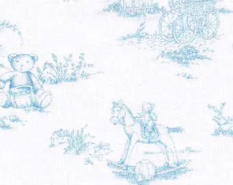 Fabric Finders 2782 Teddy Bear Toile/Blue Fabric Finder