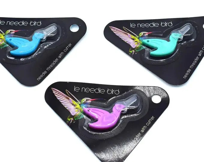 Hummingbird needle threader w/ cutter