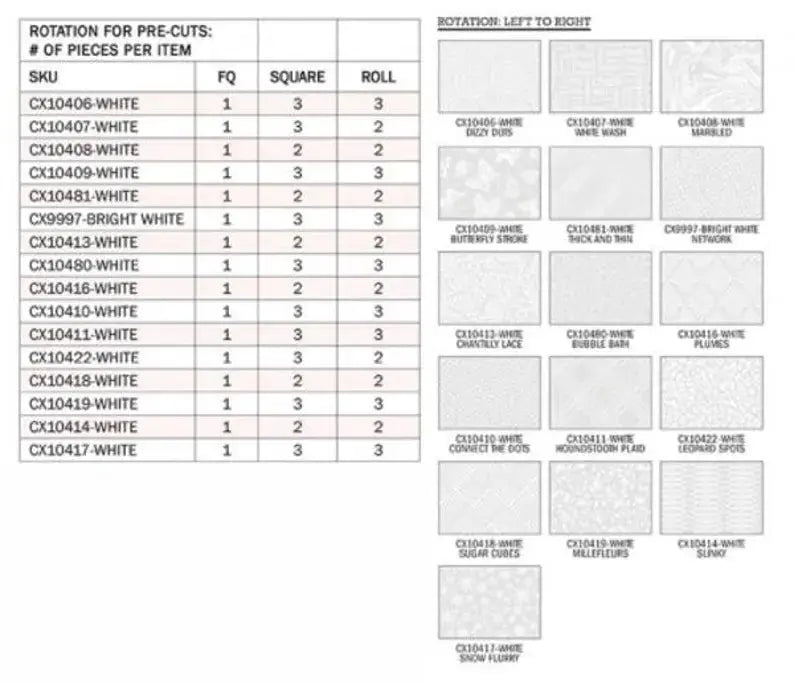 White Hot 10" Squares 42 pc Sewing Machine Outlet