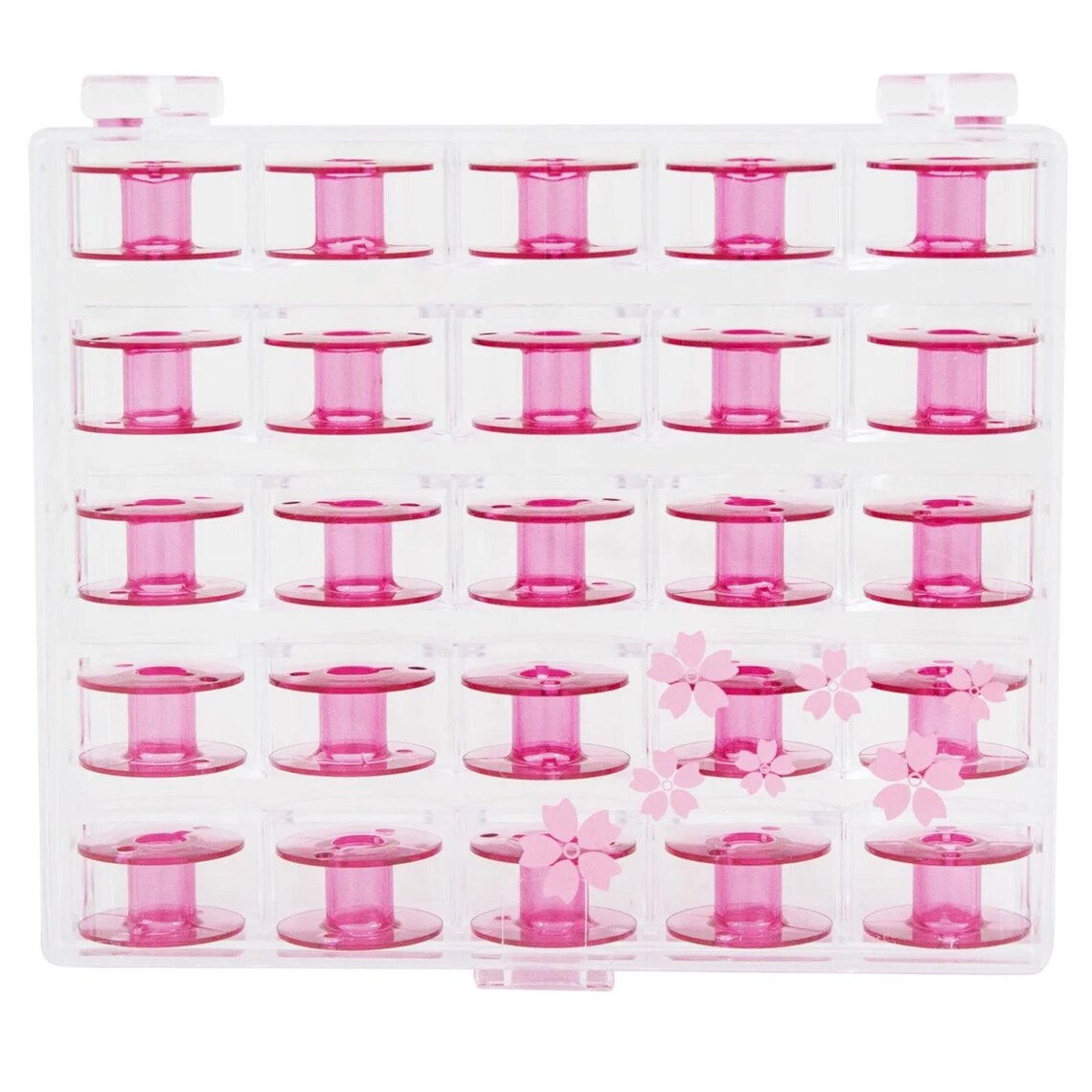 Janome 25 Pack Pink Cherry Blossom Bobbins and Case Class 15 / Style J 200277095