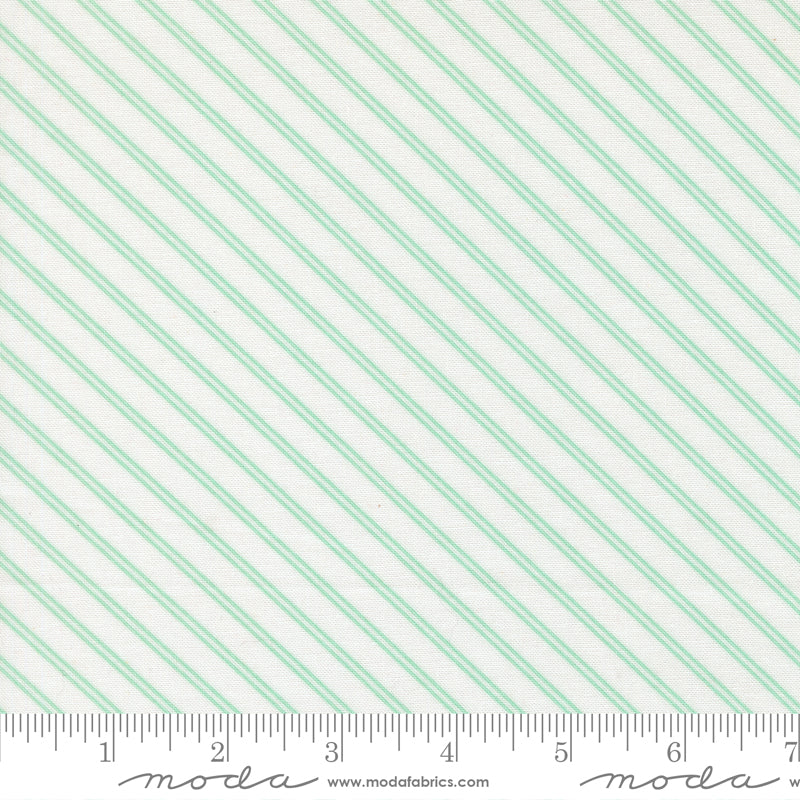 Moda Bloomsberry Stripe White Aqua 55355-23 diagonal stripe cotton quilting fabric
