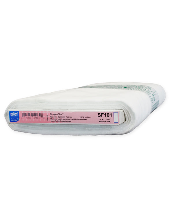 Pellon SF101 Shape-Flex white woven fusible interfacing manufacturer product label