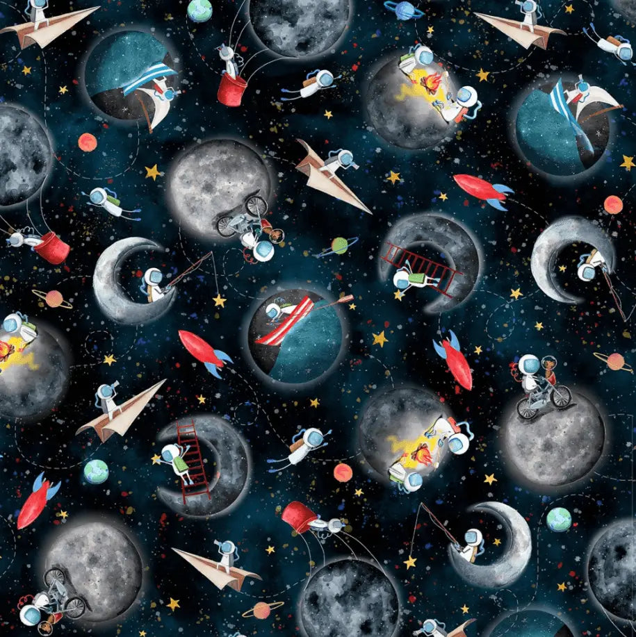 Sewingmachineoutlet P & B Textiles To The Moon Astronaut Toss