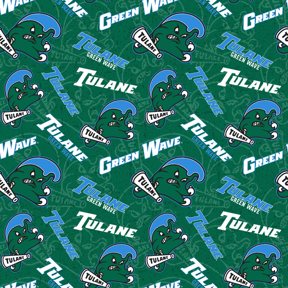 Sykel Tulane Green Wave 1178 Tone-on-Tone cotton fabric
