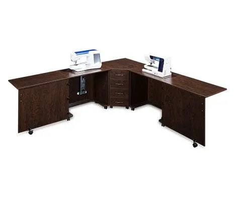 Sylvia Sewing Machine Tables Sylvia Design 1810QR Quilters Sewing Center Brown Pearwood