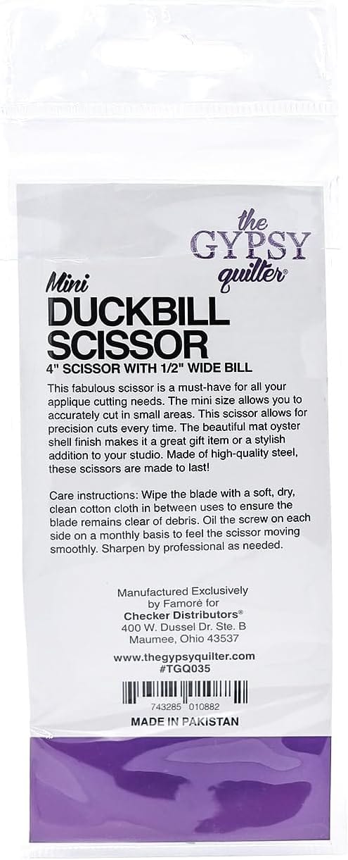 The Gypsy Quilter Craft & Office Scissors The Gypsy Quilter Mini Duckbill Scissors 4" with 1/2" Wide Bill