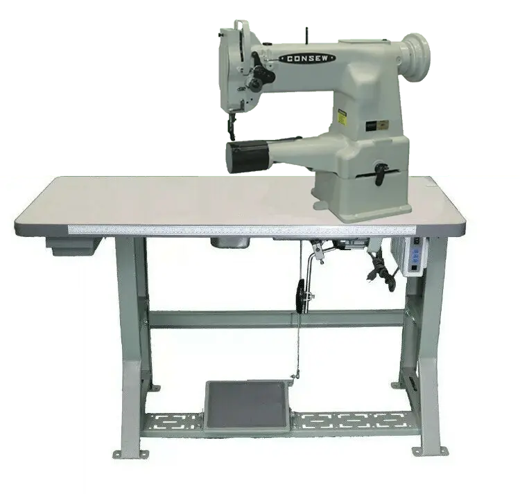 Consew Industrial machines Consew 207 10" Heavy Duty 1 Needle Cylinder Bed Darning and Mending Lockstitch Industrial Sewing Machine With Table and Servo Motor