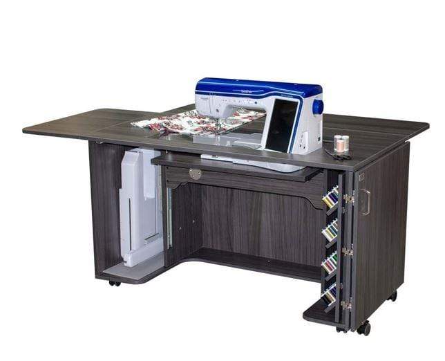 Horn Cabinets and Tables Horn of AMERICA 8050 Sewing Cabinet with Electric Lift, Thread Rack Gray / No Thank You / No Thank You