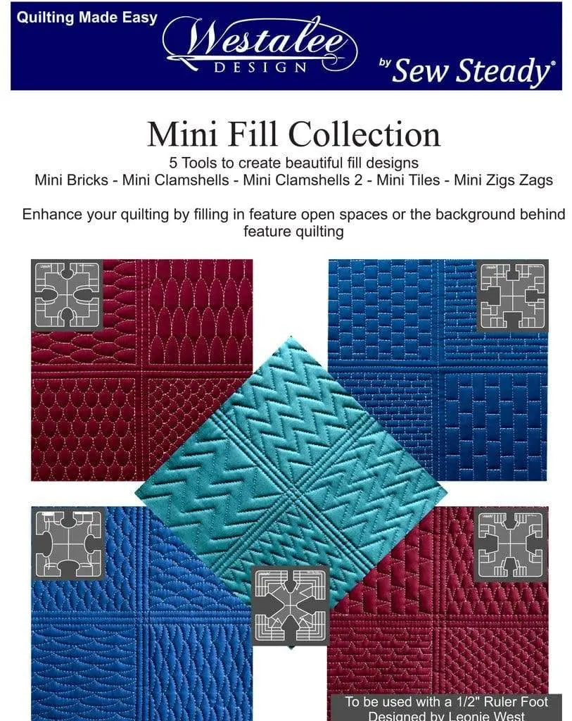 Sew Steady Quilting Accessories Westalee Design By Sew Steady Leonie West NEW Mini Fills Collection Set Of Quilting Templates