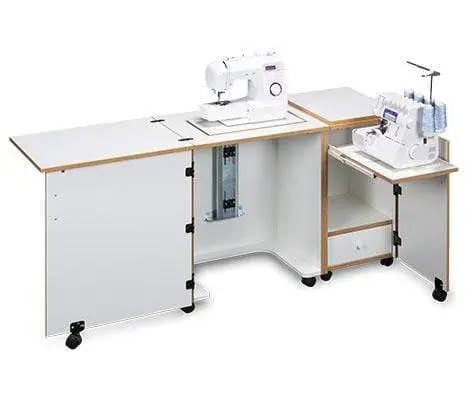 Sylvia Cabinets and Tables Sylvia Compact Sewing Machine & Serger Cabinet-1000 White With Oak Trim