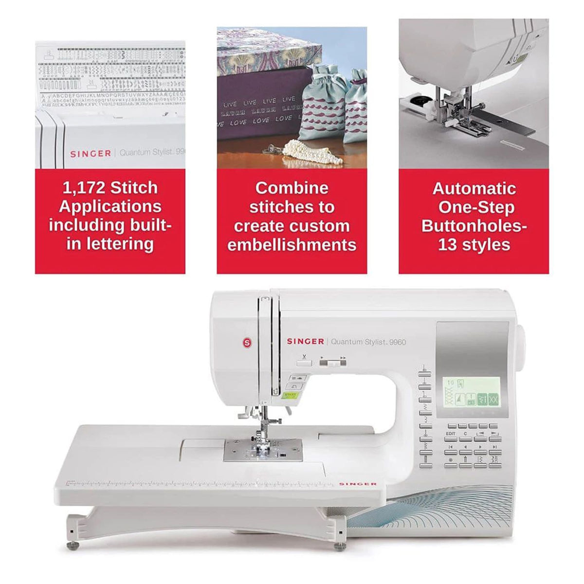 SINGER Refurbished Quantum Stylist 9960 Sewing Machine with Extension Table - official product image 3