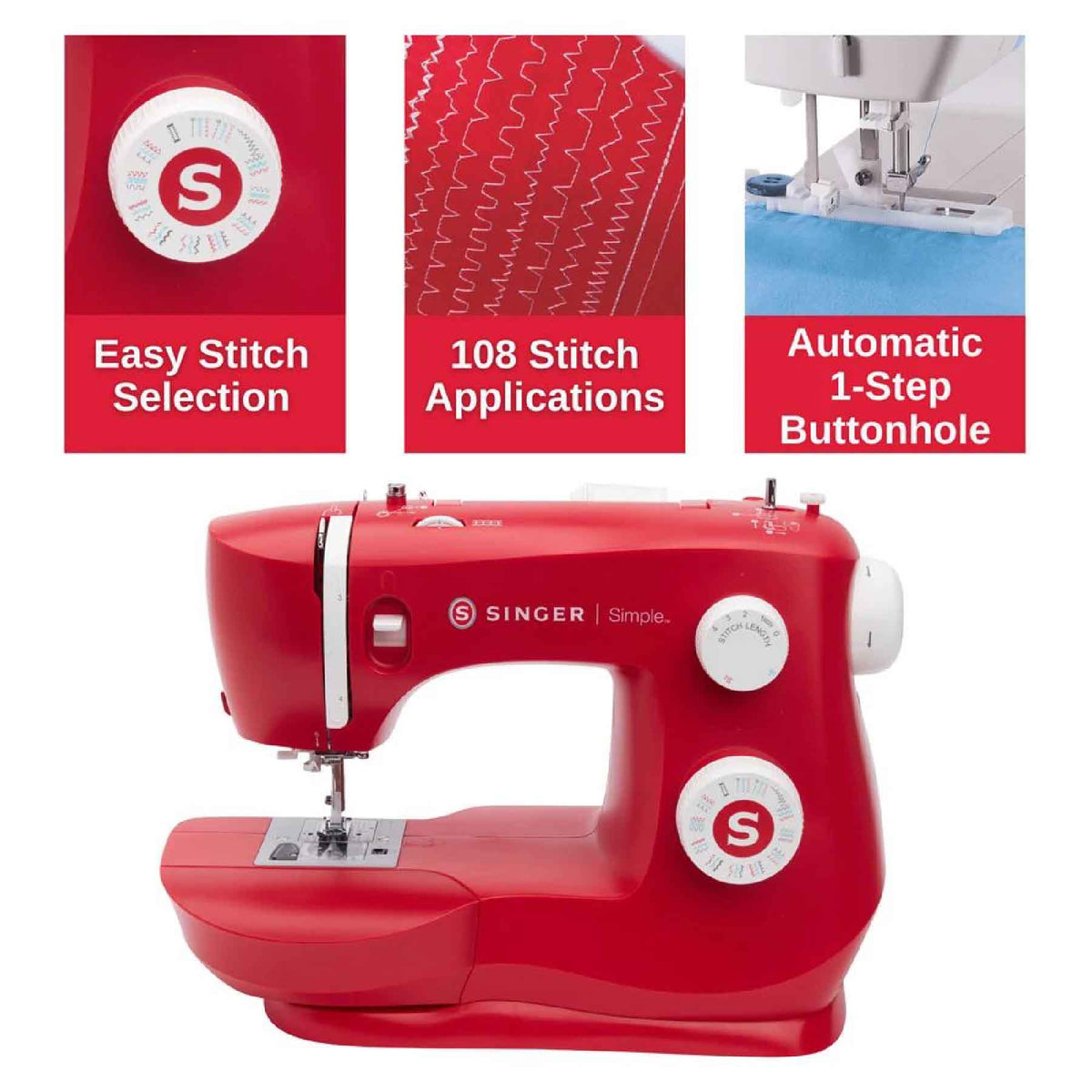 SINGER Simple 3337 Red Sewing Machine - official product image 4