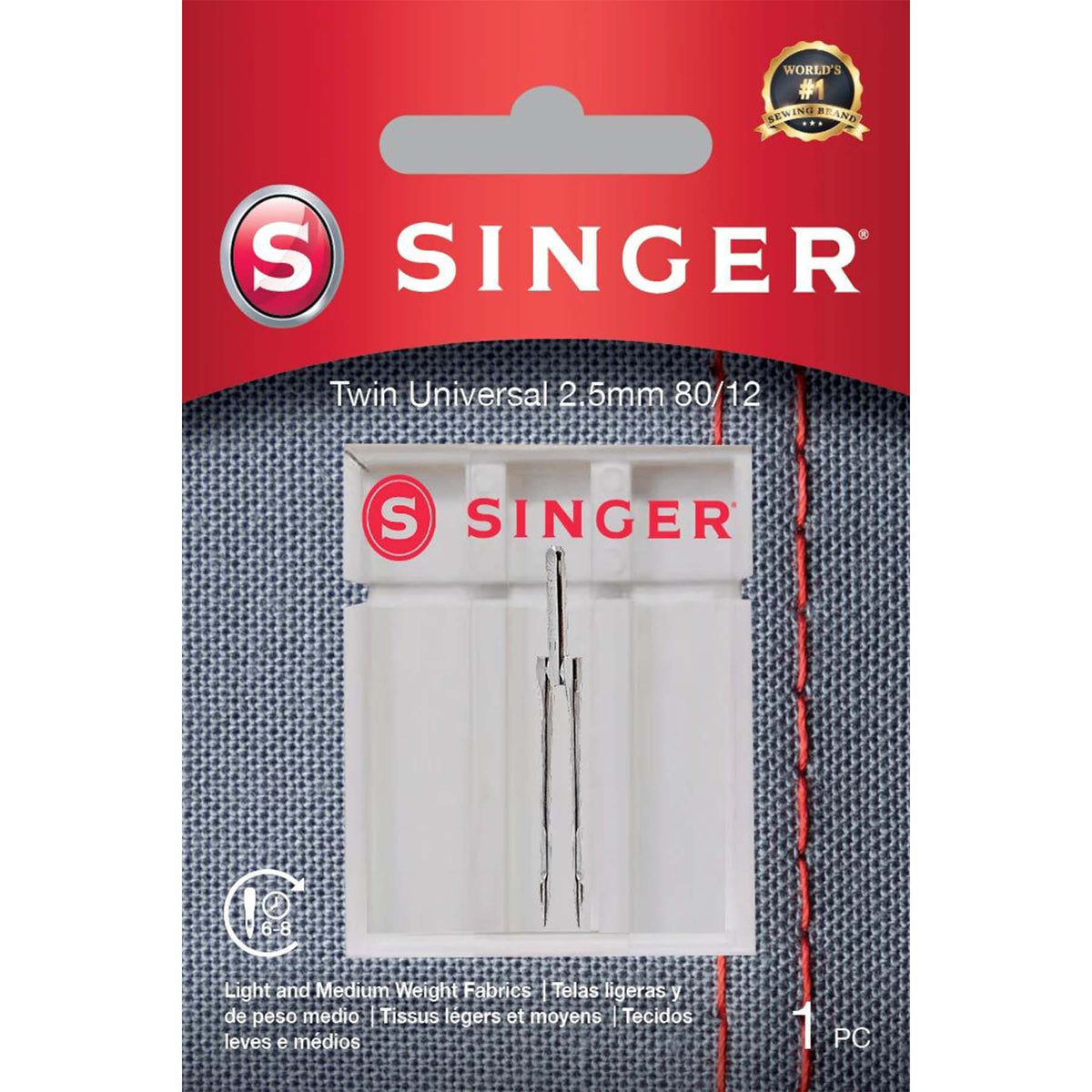 SINGER Twin Stretch Needle Size 80/12 - 2.5mm 1 Pack