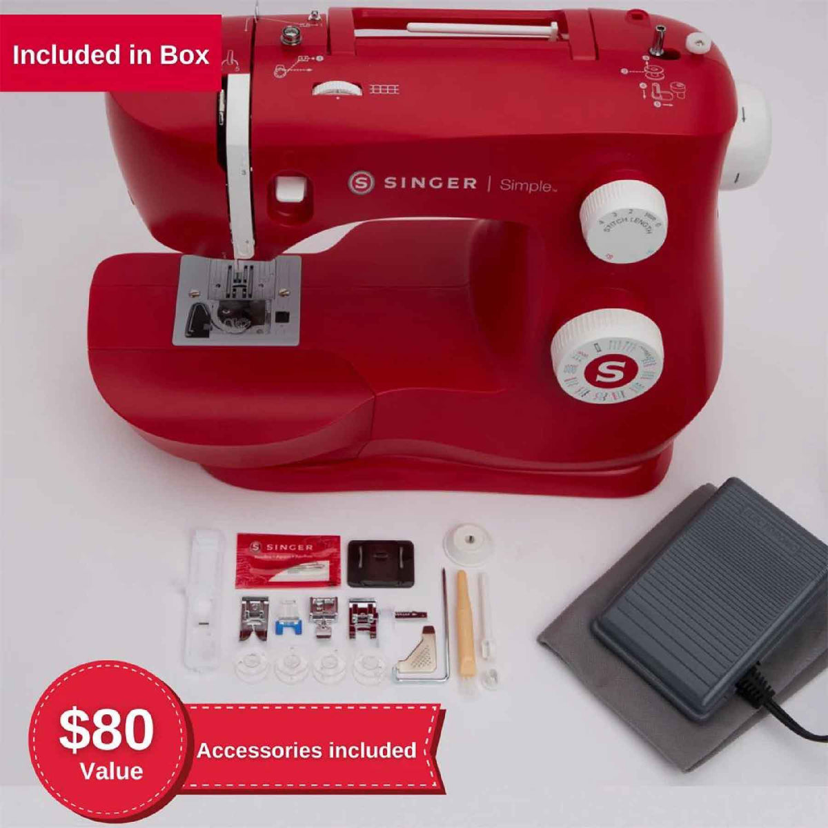 SINGER Simple 3337 Red Sewing Machine - official product image 3