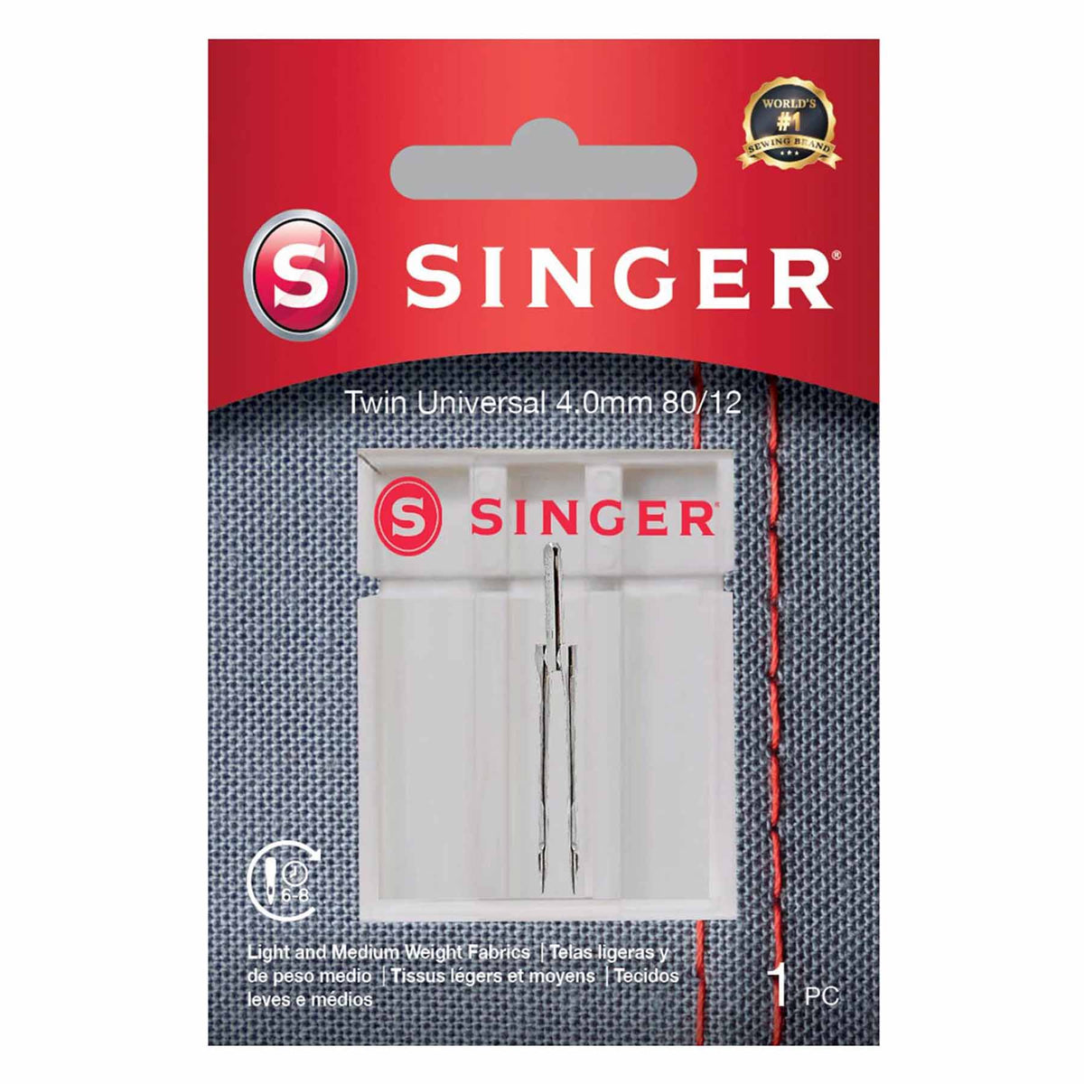 SINGER Twin Universal Needle Size 80/12 - 4.0mm 1 Pack