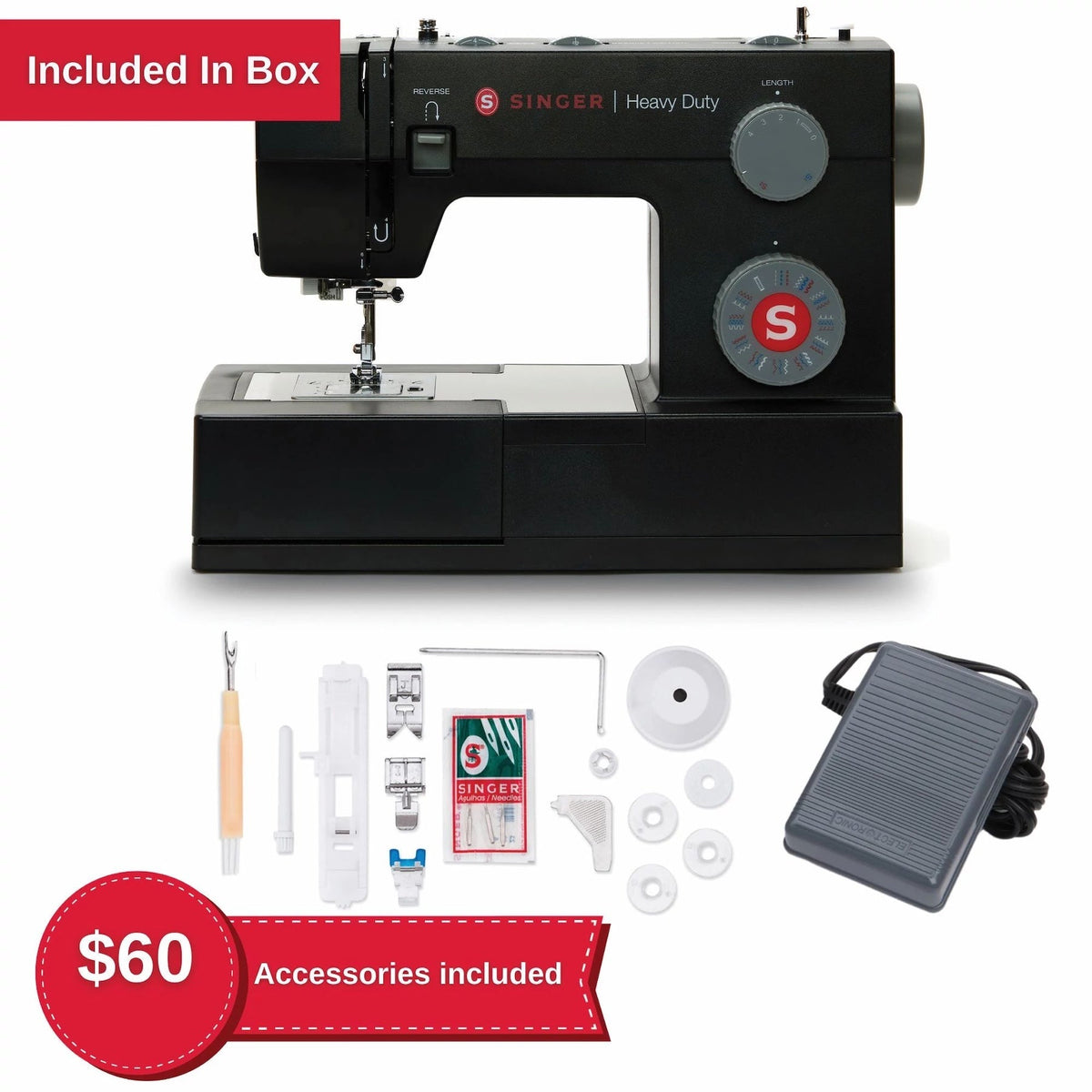 SINGER Heavy Duty 4432 Black Sewing Machine & Universal Canvas Tote Bundle - official product image 4