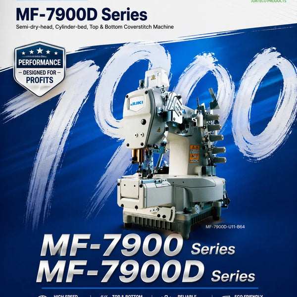 Juki MF-7823 3-needle, High-speed, Cylinder-bed, Top and Bottom