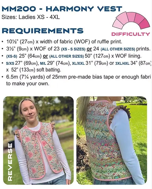 Harmony Vest - Ladies Patchwork Vest Pattern | MM200 Tacony