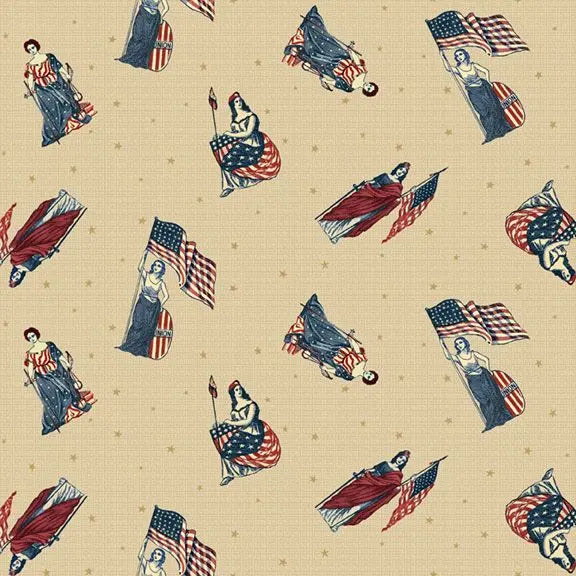 Marcus Fabrics | Patriotic Ladies Fabric – R101741D Cotton Quilting Fabric Marcus Fabrics