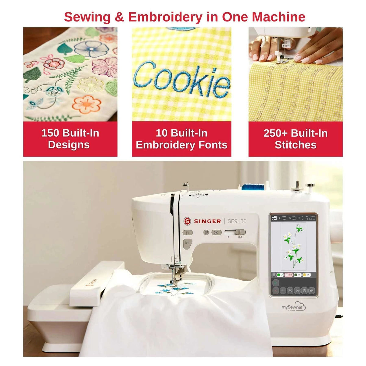 SINGER SE9180 Sewing & Embroidery Machine & Hoops Bundle - official product image 6