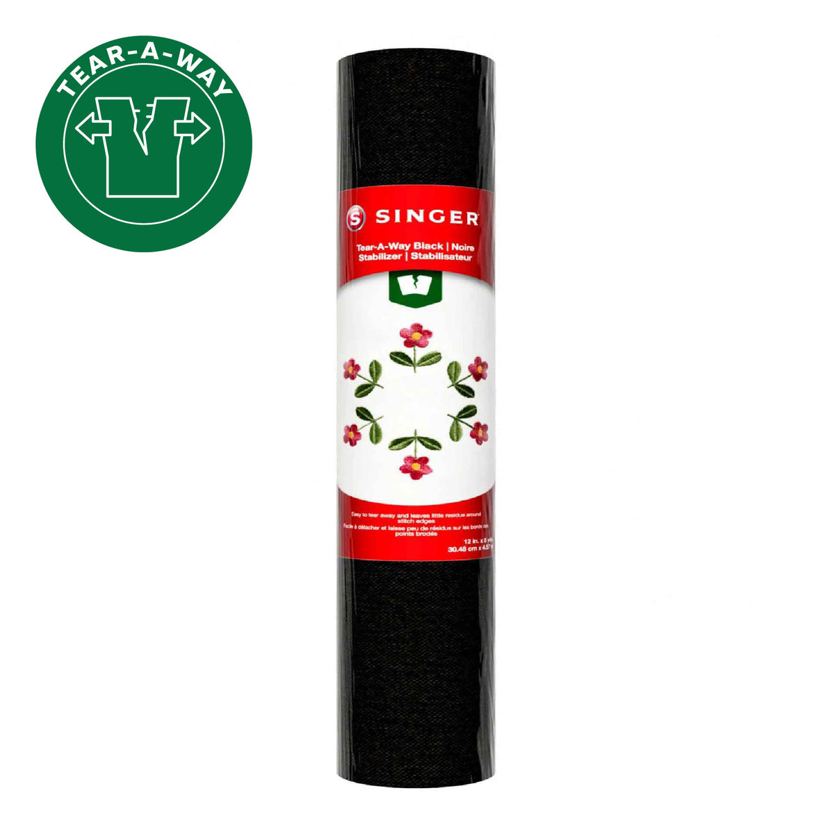 SINGER Tear-A-Way Black Stabilizer - 12" x 5 yds