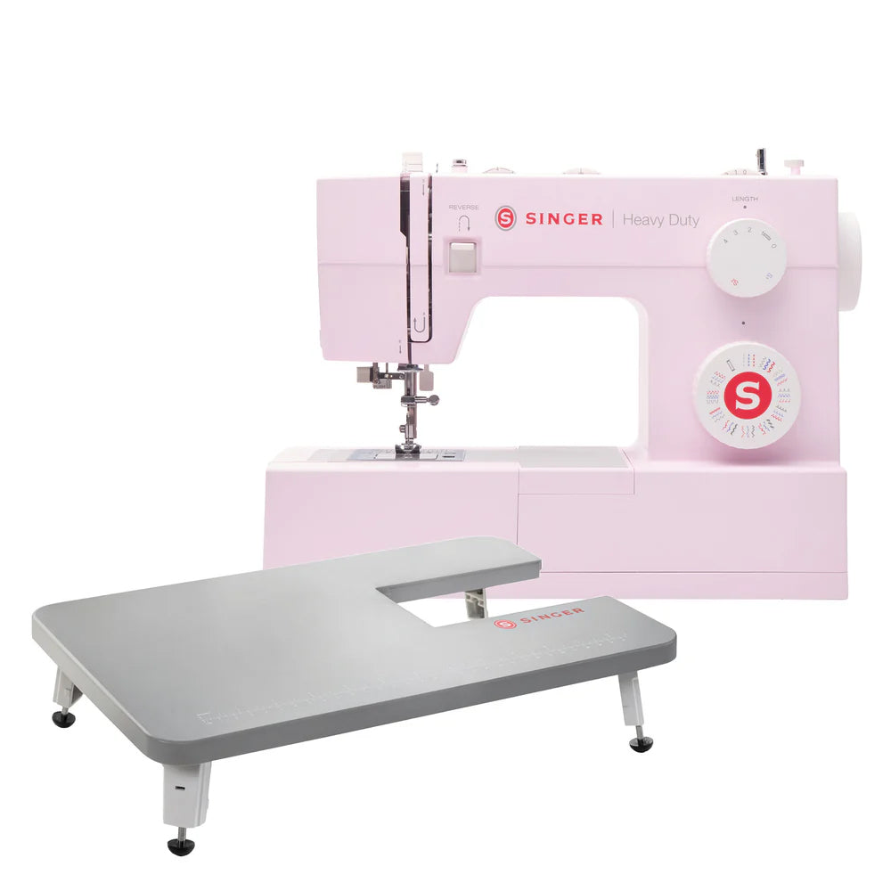 SINGER Heavy Duty 4452 Rosewater Pink Sewing Machine & Extension Table Bundle - official product image 1