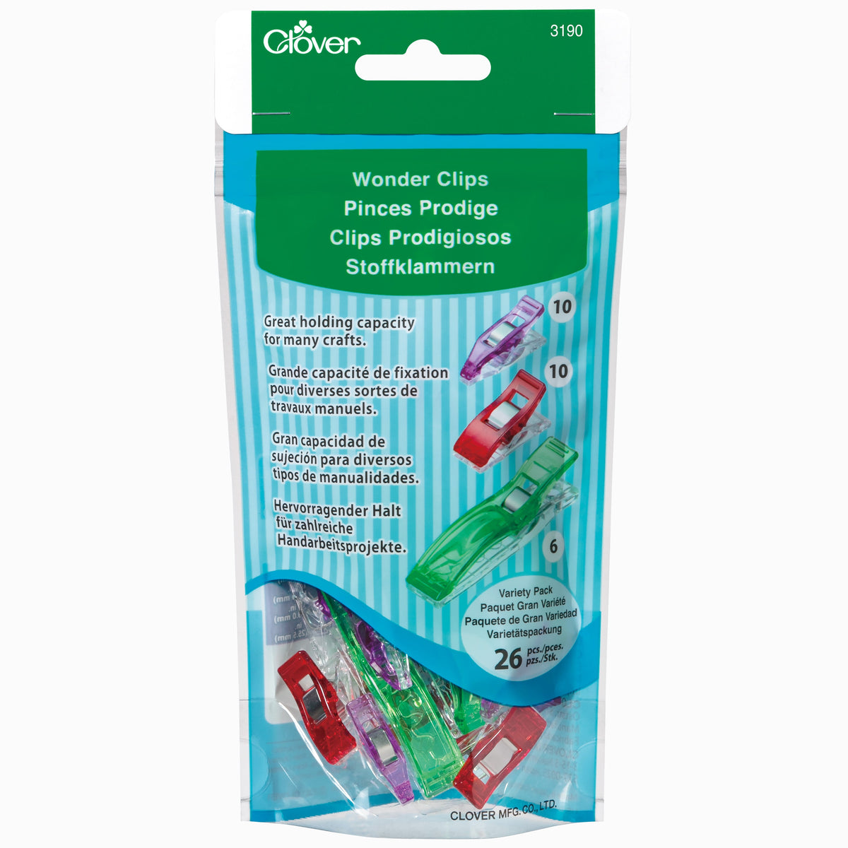 Clover Wonder Clips Variety Pack – 26 Pieces – 3190CV