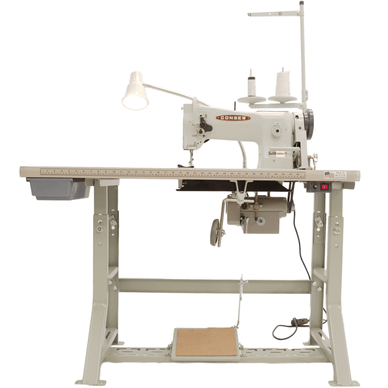 Consew Industrial machines Consew 206RB5 Triple Feed Industrial Lockstitch Walking Foot Machine Machine Head with Stand & Motor Assembled