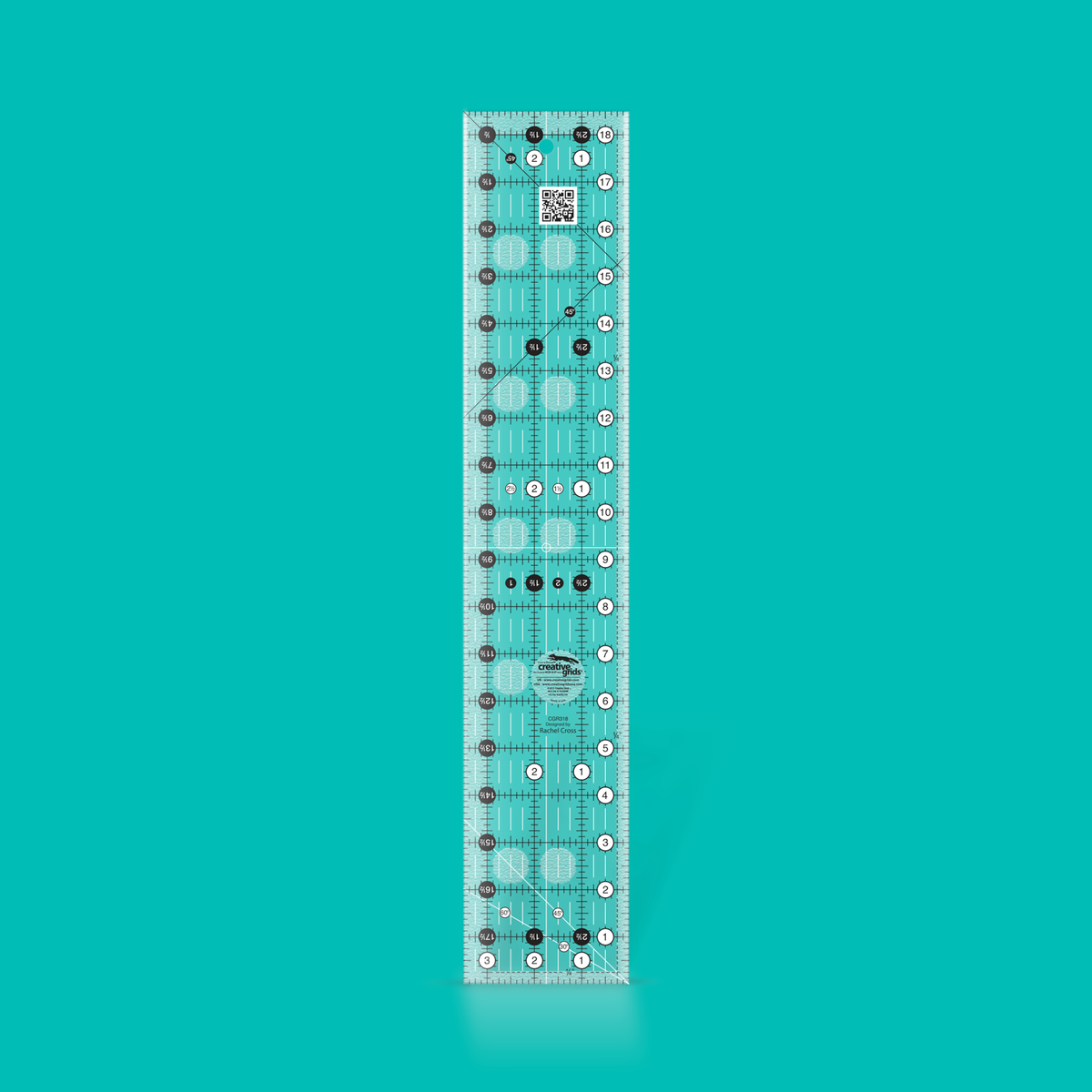 Creative Grids CGR318 non-slip quilting ruler, 3-1/2 by 18-1/2 inches