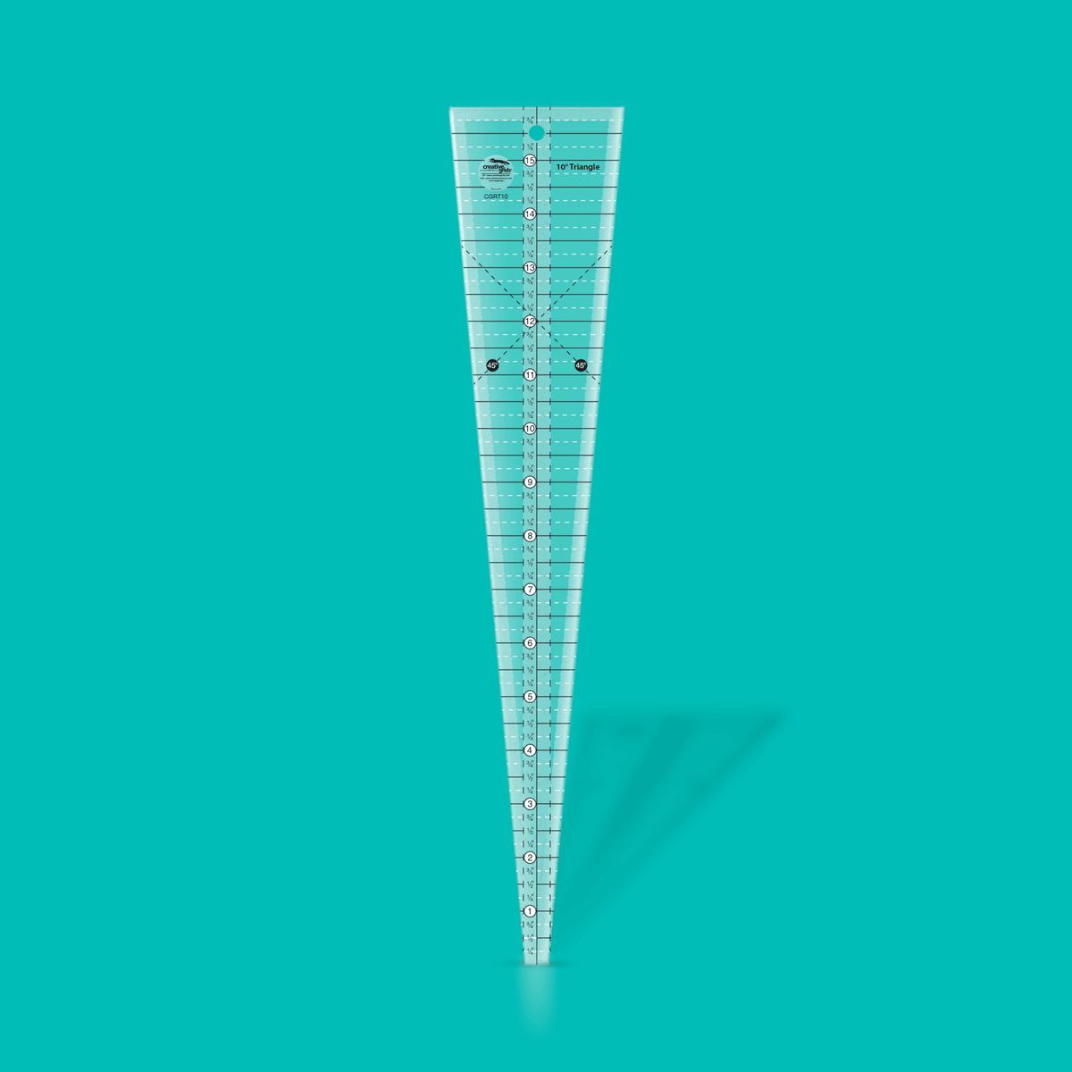 Creative Grids CGRT10 10-degree triangle quilting ruler, 3-1/4 by 16 inches