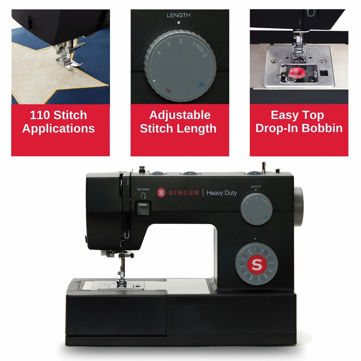 SINGER Heavy Duty 4432 Black Sewing Machine & Universal Canvas Tote Bundle - official product image 5