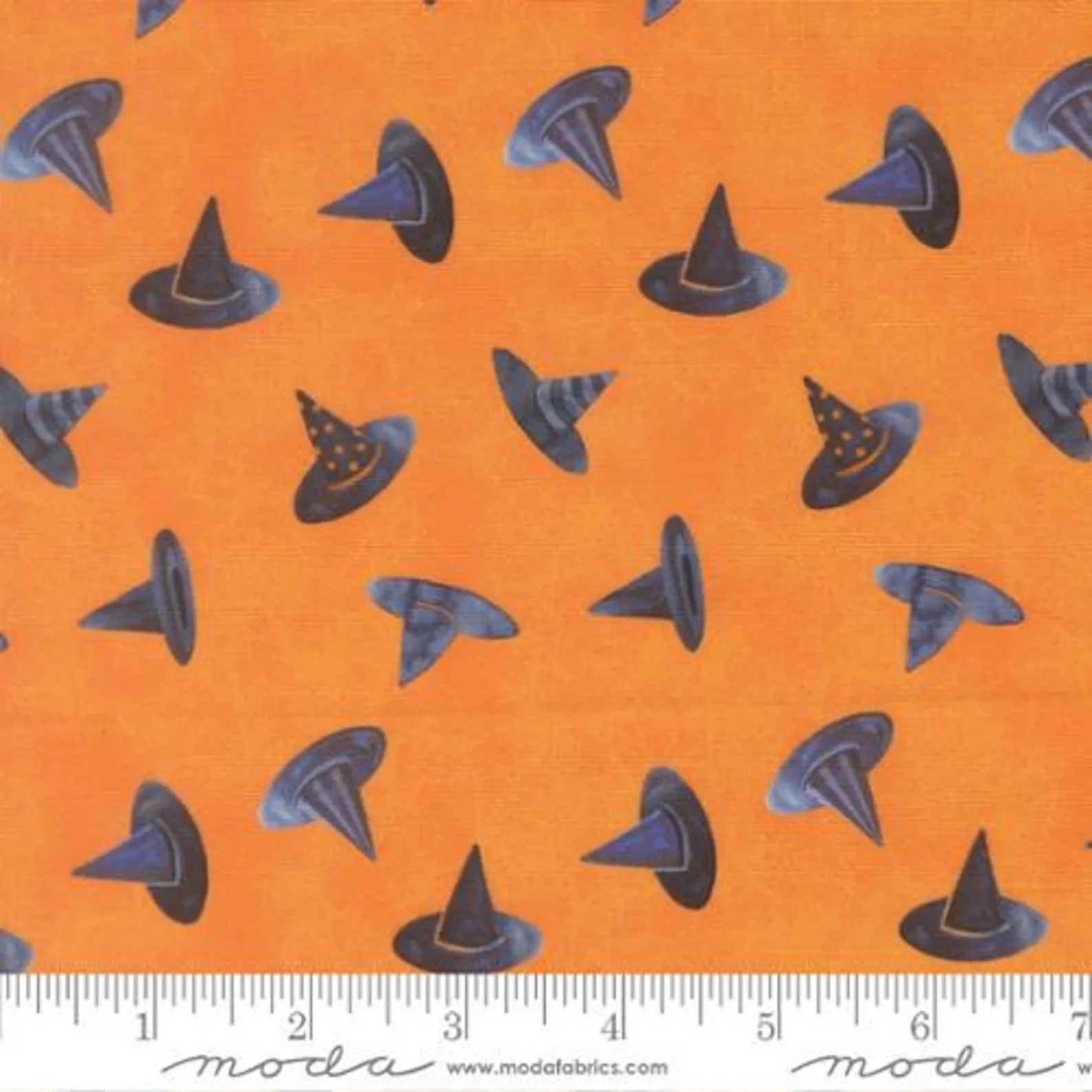 Moda Fabrics Coven Witch Hats Pumpkin Orange