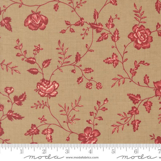 French General Le Jardin Rouge Dauphin Roche Moda 36155-13 floral cotton fabric