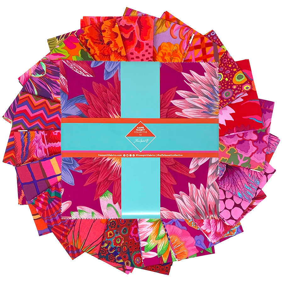 Kaffe Fassett Collective Classics Plus Ruby 42-piece 10-inch cotton square pack FB610GP.RUBY