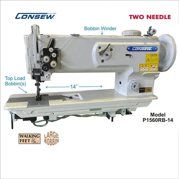 Consew P1560RB Series two needle walking foot industrial sewing machine
