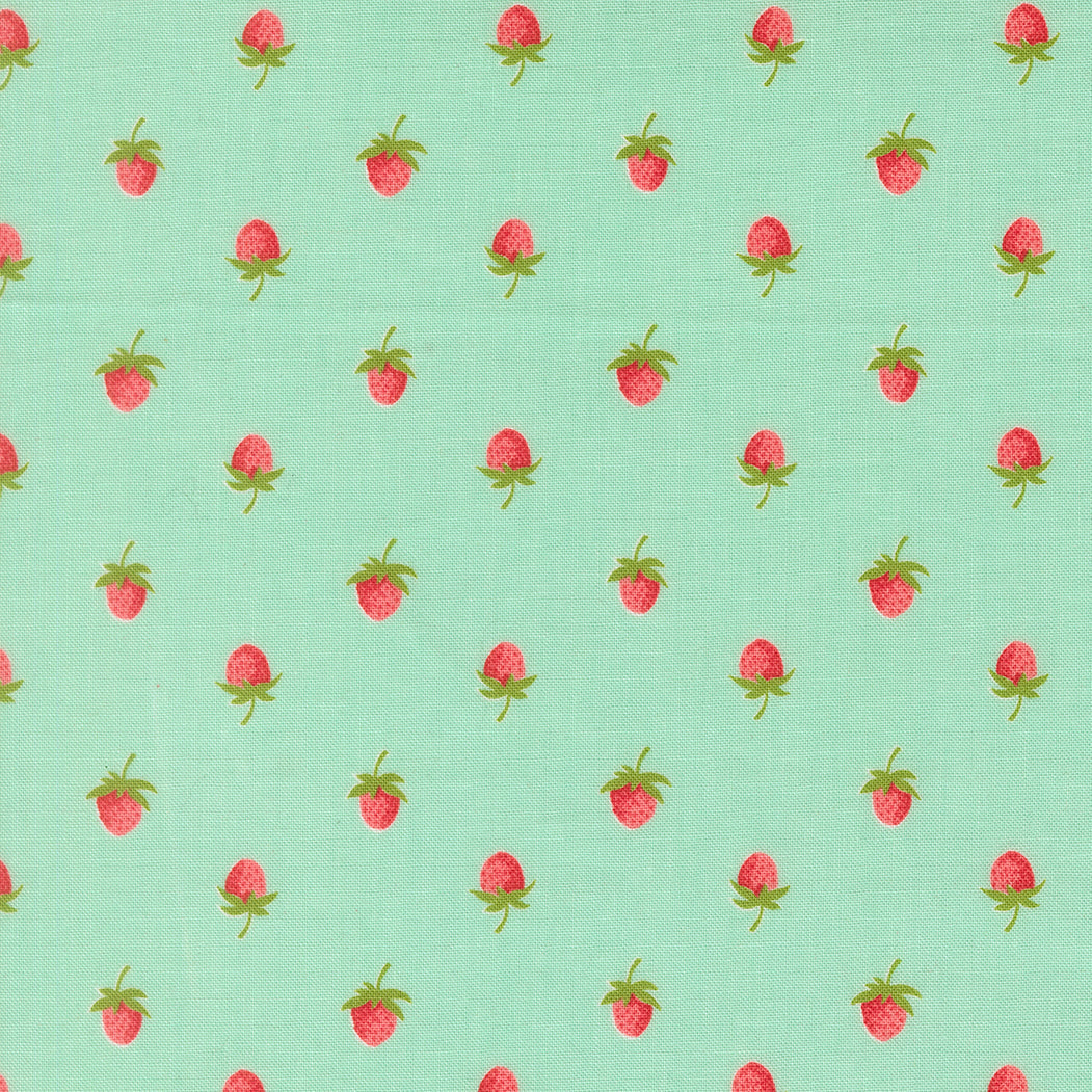 Moda Bloomsberry Berries Aqua 55352-13 strawberry print cotton quilting fabric